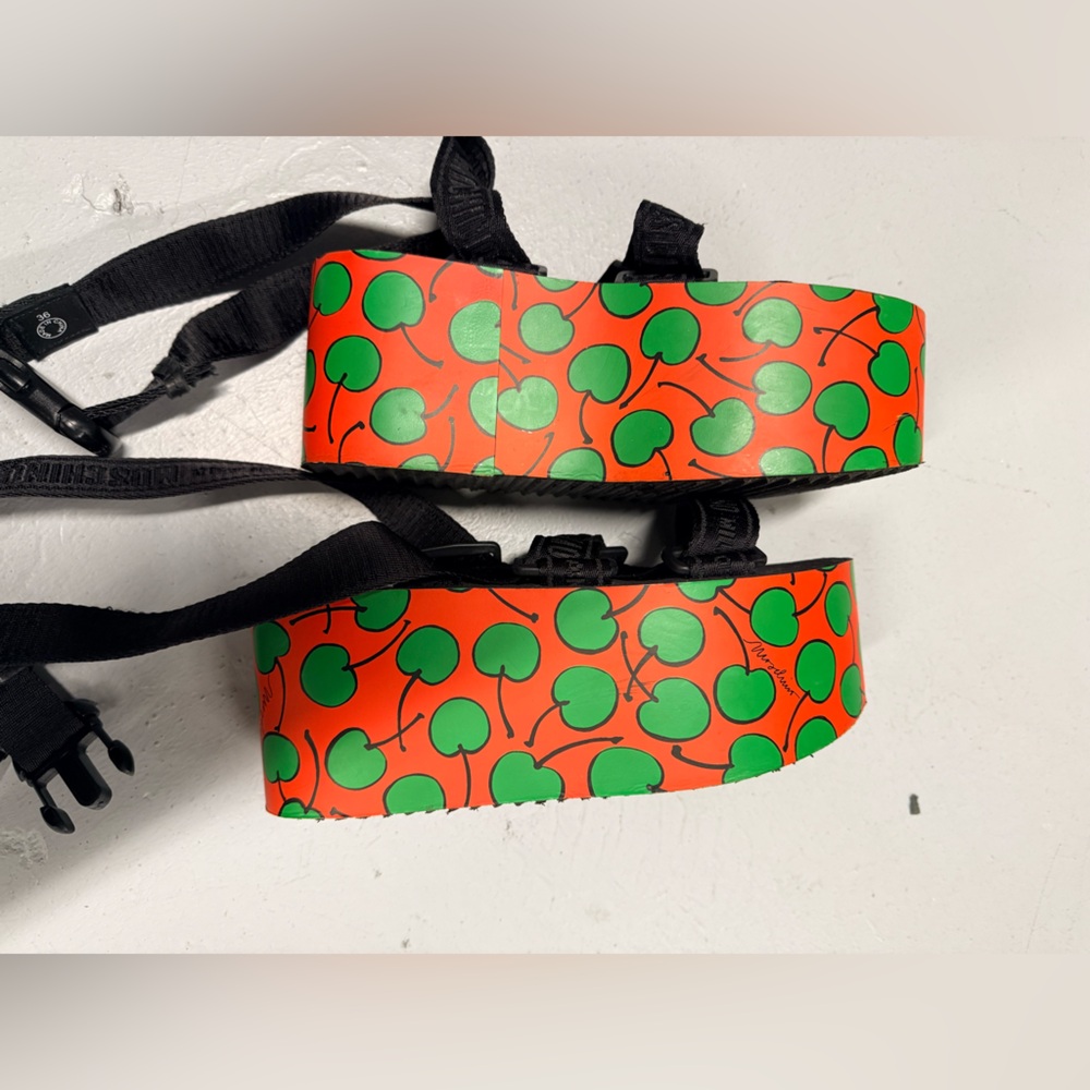 Moschino Cherry Platform Ribbon Sandals Size 36 US 6 or 6.5
